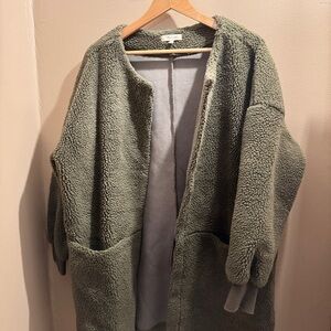 Madewell Cozy Olive Green Teddy Coat